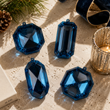 4"- 5" Sapphire Glitter Jewel Ornament Assorted Set Of 12