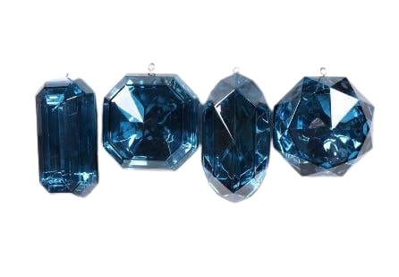 4"- 5" Sapphire Glitter Jewel Ornament Assorted Set Of 12
