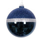 4.75" Dark Blue With Silver Glitter Ornament Set Of 12
