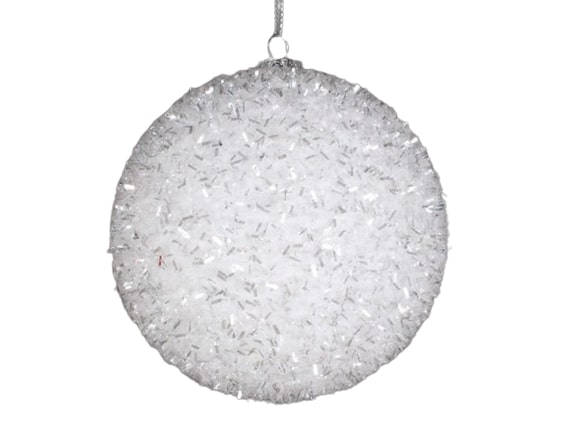 4" Tinsel Ball Ornament Set Of 12