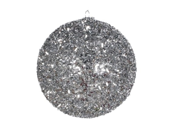 4" Tinsel Ball Ornament Set Of 12