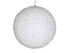 8" White & Silver Tinsel Ball Ornament Set Of 2