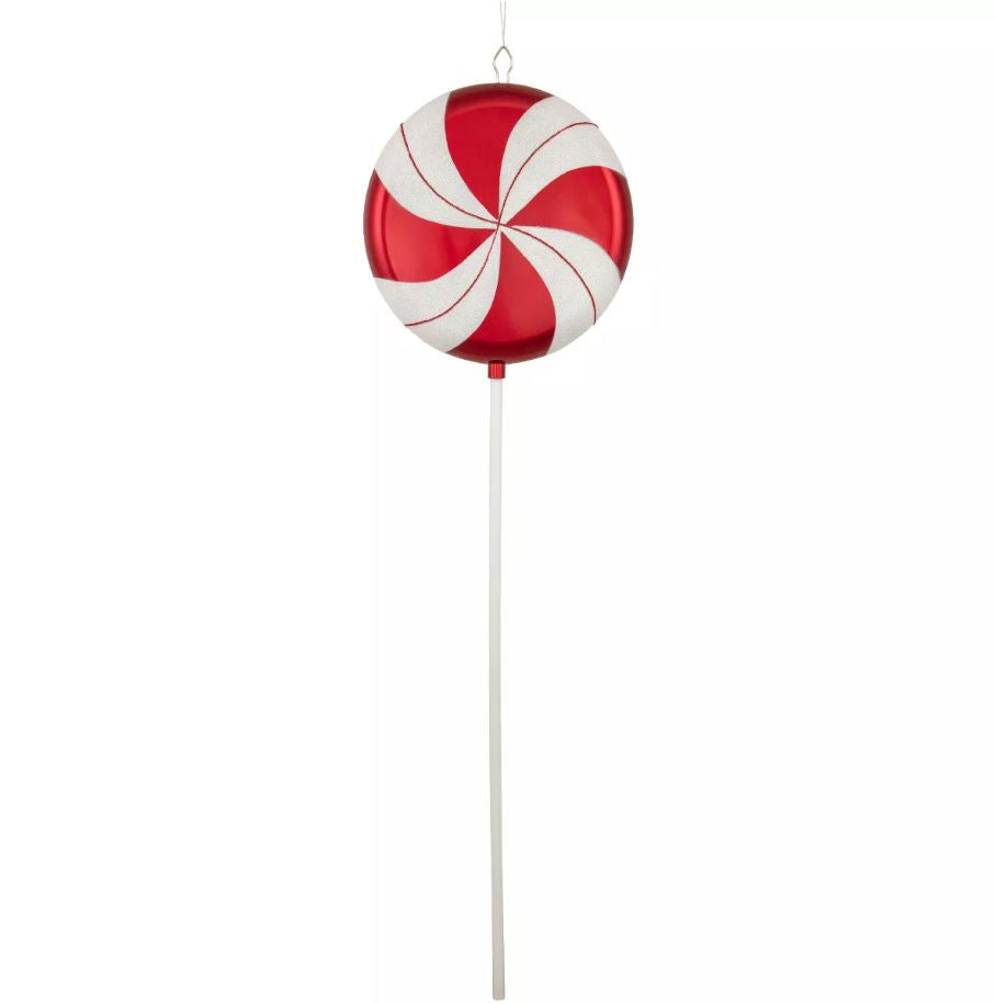17" Red & White Glitter Lollipop Pick Set Of 6