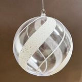 6" Clear White Swirl Ball Ornament Set Of 2
