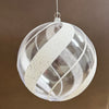 6" Clear White Swirl Ball Ornament Set Of 2