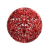 Juego de 2 adornos de bola con diseño de copo de nieve rojo con purpurina de 8 pulgadas