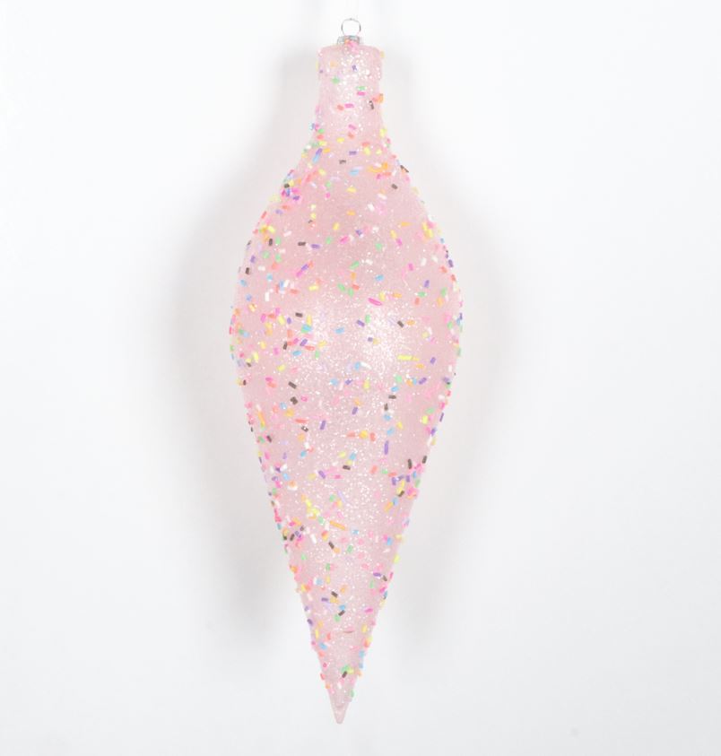 12" Glitter Drop Ornament With Sprinkles Set Of 6