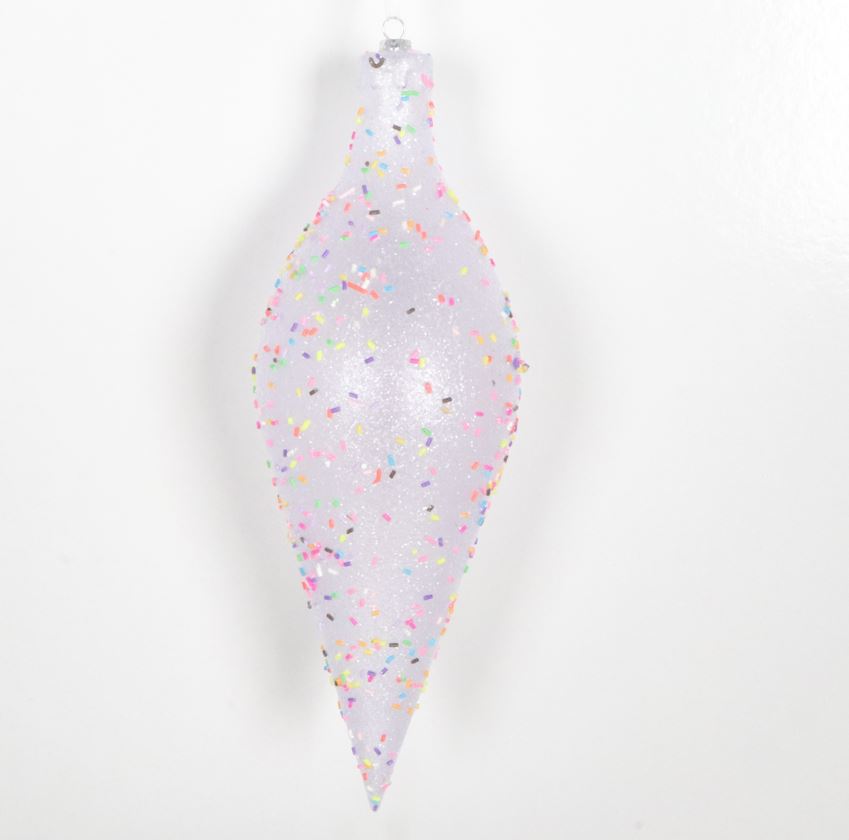 12" Glitter Drop Ornament With Sprinkles Set Of 6