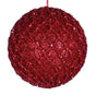 6" Red Net Ball Ornament Set Of 6