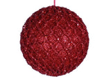 Juego de 6 adornos de bolas de red roja de 6"