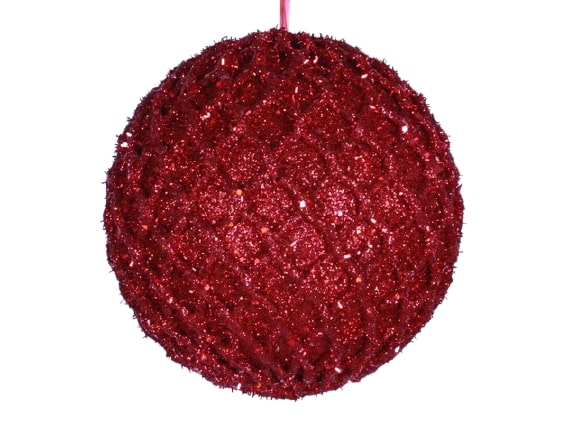 Juego de 6 adornos de bolas de red roja de 6"