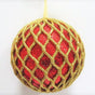 6" Red & Gold Net Ball Ornament Set Of 6