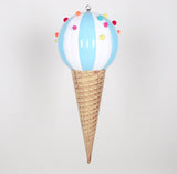 Adorno gigante para helado, azul y blanco, de 26 pulgadas