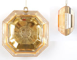 6" Clear Gold Glitter Square Jewel Ornament Set Of 2