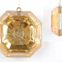 6" Clear Gold Square Jewel Ornament Set Of 2