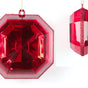 6" Clear Red Square Jewel Ornament Set Of 2