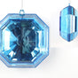 6" Clear Blue Square Jewel Ornament Set Of 2