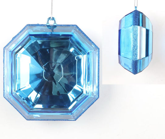 Juego de 2 adornos cuadrados de joyas de 6" transparentes con purpurina