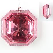 6" Clear Glitter Square Jewel Ornament Set Of 2