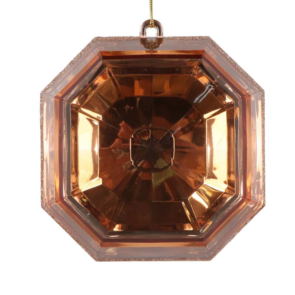 6" Espresso Glitter Jewel Ornament Set Of 6