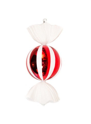 18.5" Large Red & White Candy Wrap Ornament Set Of 2