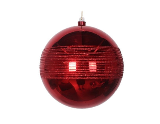 4" Red Glitter Shiny Ball Ornament Set Of 12