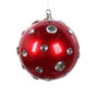 8" Red & Silver Jewel Ball Ornament Set Of 2