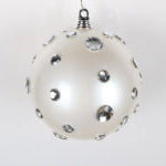8" White Jewel Ball Ornament Set Of 2