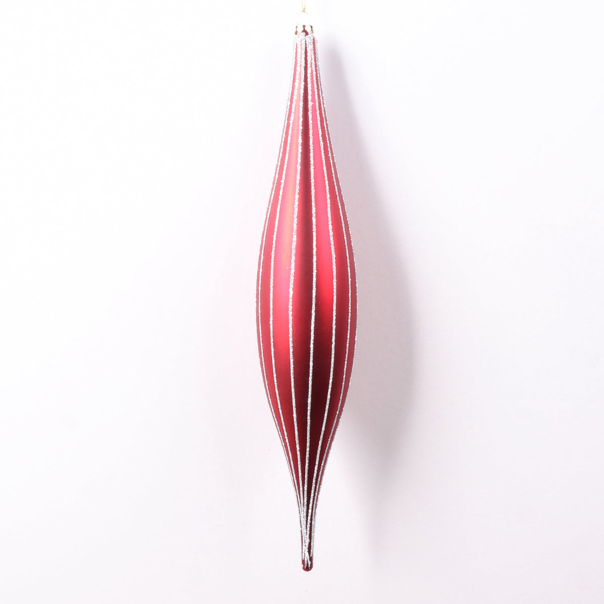 Juego de 6 gotas de 33 cm con purpurina roja mate