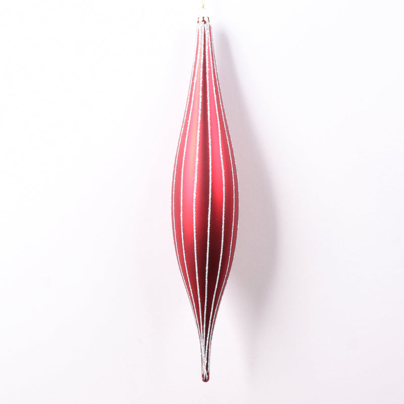 Juego de 6 gotas de 33 cm con purpurina roja mate