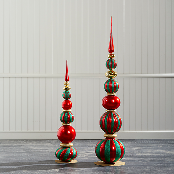 Red, Gold & Green Tower Finial Ornament
