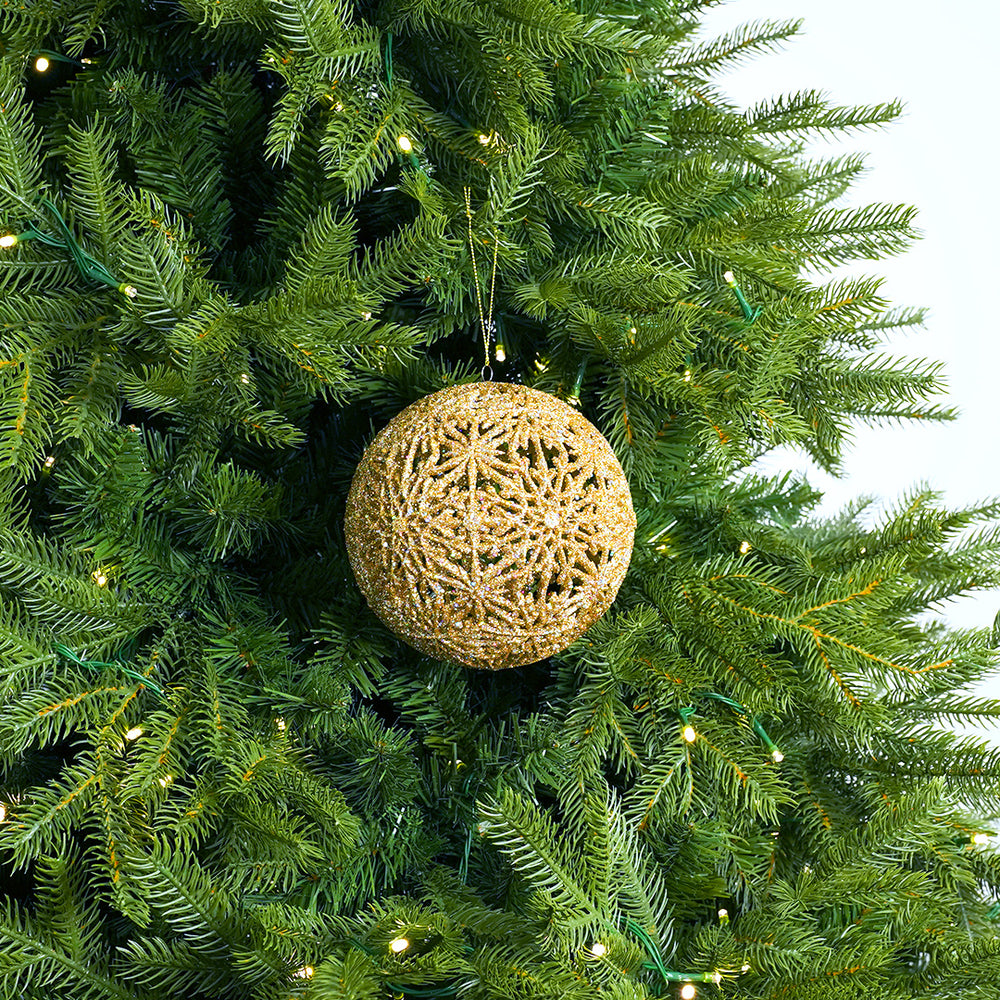 6" Glitter Snowflake Ball Ornament Set Of 2