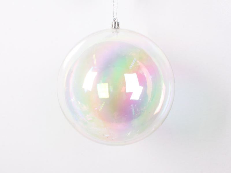 6" Clear Iridescent Ball Ornament Set Of 6