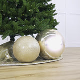 12" Champagne Glitter Ball Ornament Set Of 2