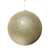 12" Champagne Glitter Ball Ornament Set Of 2