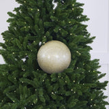 12" Champagne Glitter Ball Ornament Set Of 2