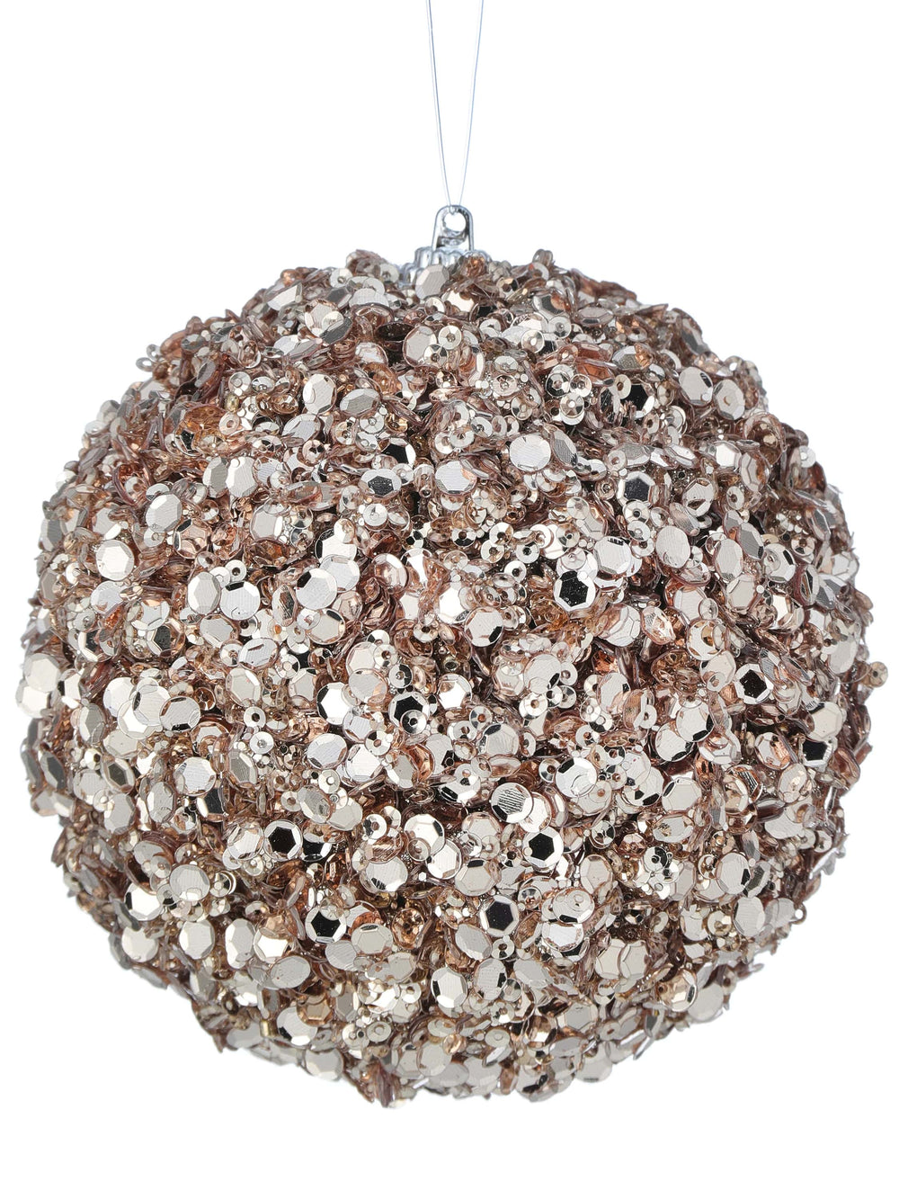 3" Champagne Sequin Ball Ornament Set Of 12