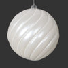 8" White Glitter Swirl Ball Ornament Set Of 6