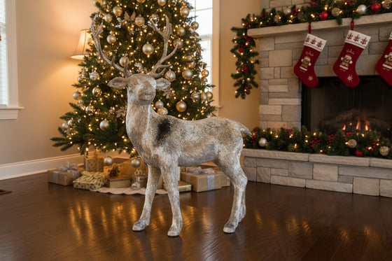 3 FT Gold Standing Deer