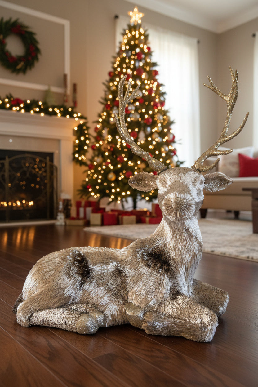 3 FT Gold Laying Deer