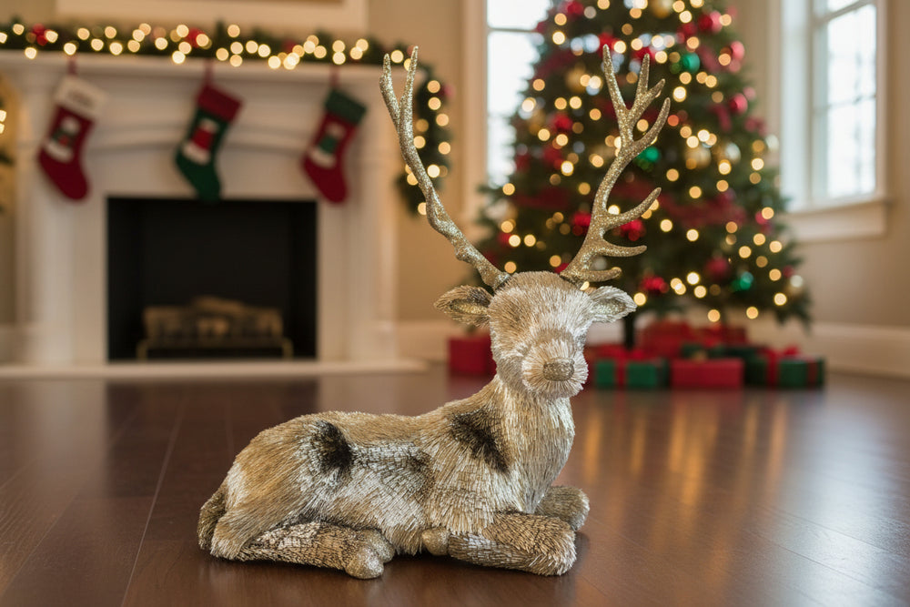 2.5 FT Gold Lying Deer