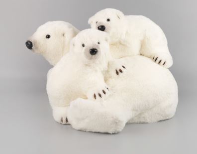 13" Polar Bear With Cubs