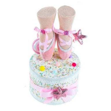 Bailarinas rosadas con purpurina de 9"