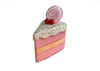 Rebanada de pastel rosa de 6" con adorno de chispas, juego de 6