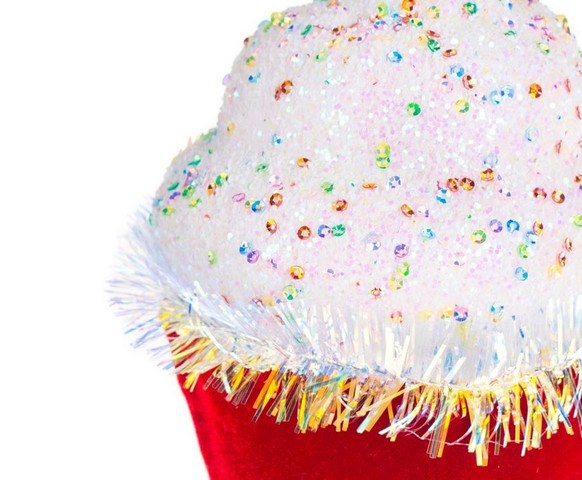 Juego de 4 cupcakes rojos con chispas de 7"