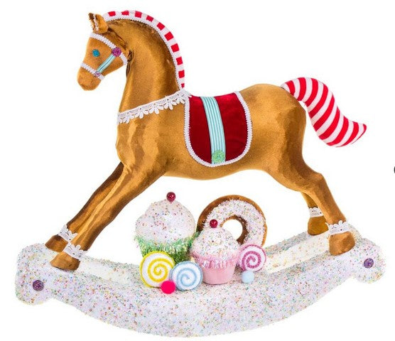 Caballo de pan de jengibre de caramelo mecedor marrón de 23"