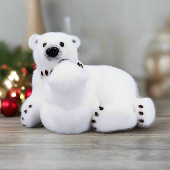 8" Polar Bear Playing With Cub