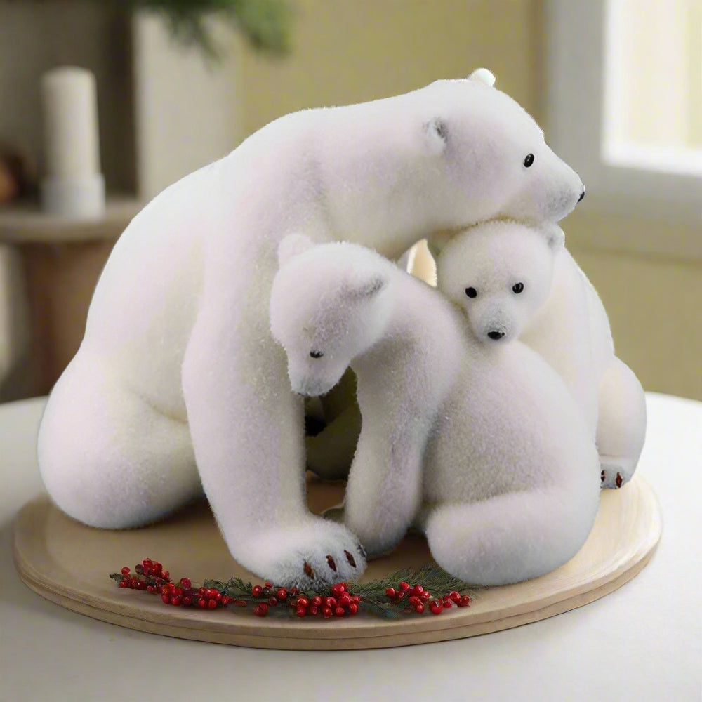 17" Polar Bear Sitting With Cubs