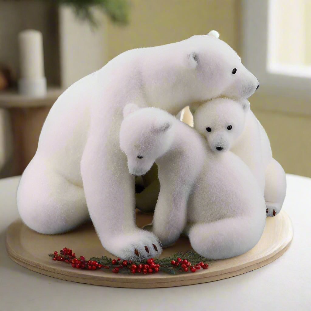 Oso polar de 17 pulgadas sentado con crías