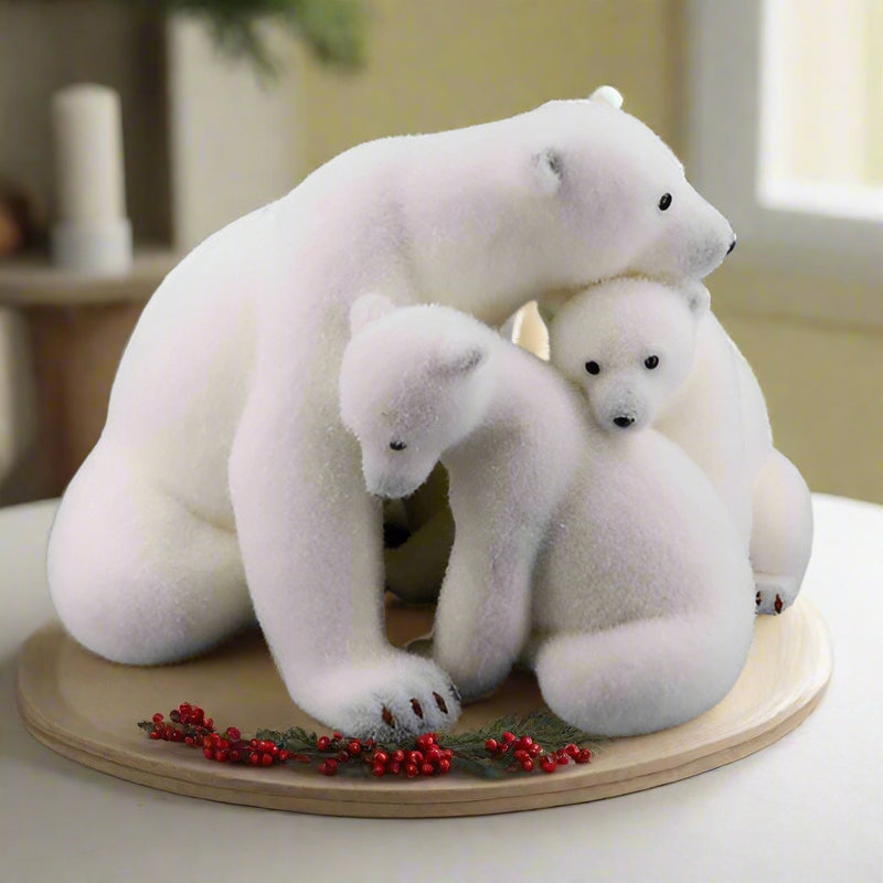 Oso polar de 17 pulgadas sentado con crías